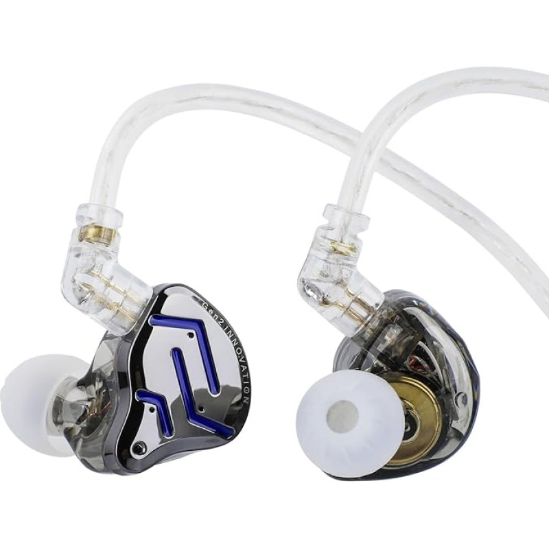 LINSOUL KZ ZSN PRO 2 In-Ear Monitor, 1BA+1DD hibridinio vairuotojo HiFi ausinės IEM, laidinės ausinės, nuimamas pasidabruotas įleidžiamas 0,75 mm 2 kontaktų kabelis, skirtas audiofilams (juodos spalvos, su mikrofonu)