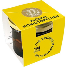 Die Trüffelmanufaktur - Miele di Tartufi Feinkost Trüffelhonig mit 10 % echtem schwarzem Trüffel, Akazienhonig veredelt mit feinsten schwarzen Trüffelscheiben, Blütenhonig im 120 g Glas
