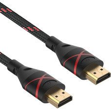 Rankie Hochgeschwindwindigkeits HDMI kabelis, Ethernet, 3D, 4K-Videoviedergabe ir ARC, nailoninis apvalkalas, 1,8 m, Rot