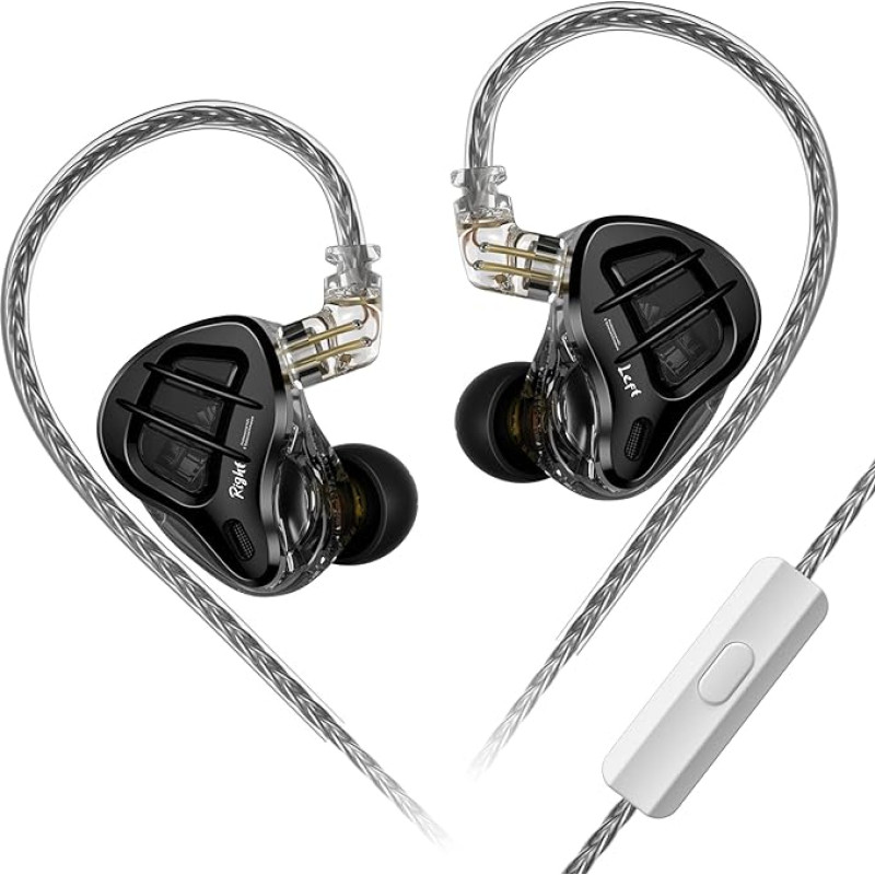 KZ ZAR HiFi ausinių monitoriai 1DD 7BA hibridinio vairuotojo ausinės IEM su sidabruotu nuimamu kabeliu 2PIN muzikantams, dainininkams, audiofilams (su mikrofonu)