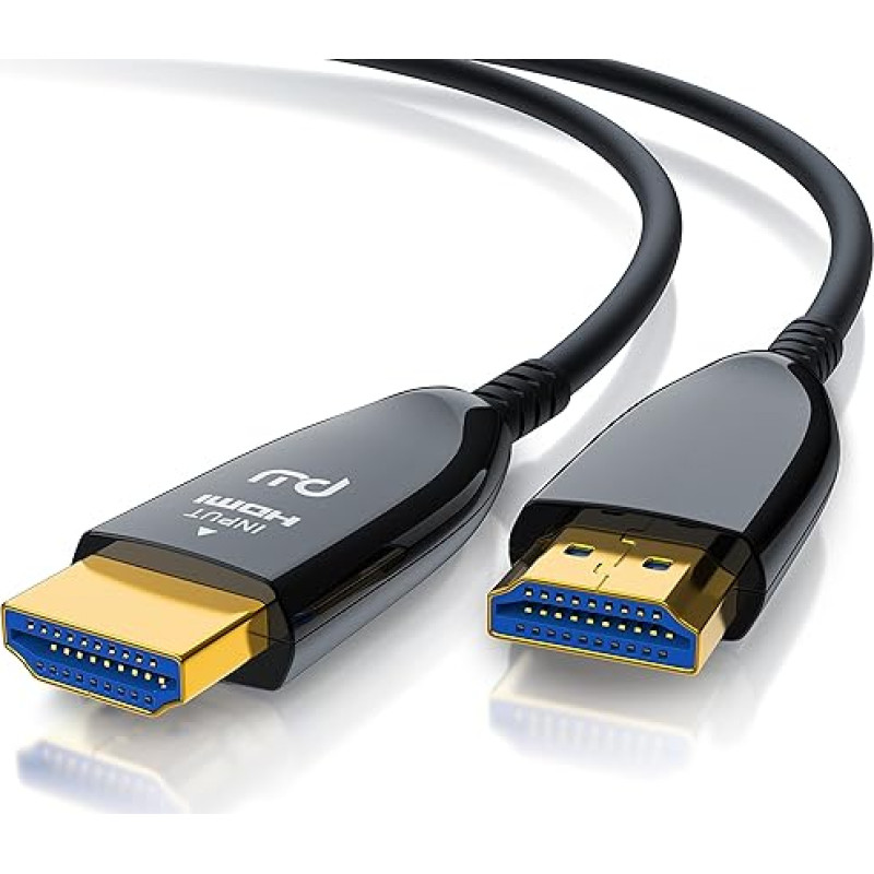 CSL - HDMI kabelis 2.1 šviesolaidis - 8K 120Hz - 4k 240Hz - 25 m optinis kabelis - HDR10+ - 3D eARC CEC - HDCP 2.3 - itin greitas HDMI kabelis - paauksuoti kontaktai - šviesolaidinis kabelis iš aliuminio