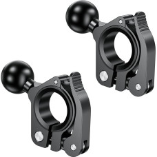 BRCOVAN Aluminium Alloy Handlebar Clamp Bracket with 1 Inch TPU Ball for Rail Diameter 0.5 Inch 0.87 Inch 1 Inch 1.26 Inch Compatible with RAM Mounts B Size 1 Inch Ball Double Base Arm Pack of 2