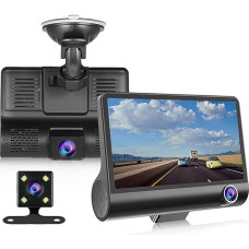 Automobilių prietaisų skydelio kamera, 4 colių ekranas 1080P DVR automobilio vairavimo registratorius, automobilio prietaisų skydelio kamera su 64M DDR 170° kampu G jutikliu WDR parkavimo monitorius, judesio aptikimas