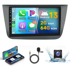 2G + 64G Wireless Carplay Android 13 Automobilinis radijas 2 DIN Seat Altea 2004-2015 Toledo 2004-2009 su Android automobiline navigacija GPS WiFi 9 colių automobilinis radijas su Mirror Link Bluetooth FM/RDS/DAB/OBD/SWC gale