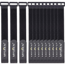 30 x 2.5 cm, Reusable, Adjustable, Cable Ties with Nylon Hook and Loop Cable, Strap, Cable Organizer for Pearl at Home and Office (12 Pieces, Black)