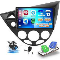 OiLiehu 2G + 64G Android 13 Automobilinis radijas 2DIN Carplay Android Automobilis Ford Focus MK1 C170 1998-2005 Automobilinis radijas su 9 colių ekranu Palaiko EQ/Bluetooth/SWC/FM RDS/WiFi/GPS/ galinio vaizdo kamerą