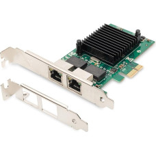 DIGITUS IO kortelė - PCIe - RJ45 tinklo kortelė - 2 prievadai - Gigabit Ethernet - 1Gbps - PCI-Express