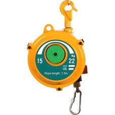 Įrankius lengvai palaikysite su spyruokliniu balansavimo įtaisu, ištraukiamu įrankių balansavimo įtaisu su kabliu ir 150 cm vieliniu lynu, idealiai tinkančiu gamykloms ir dirbtuvėms