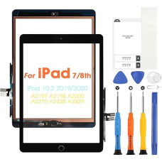 Jutiklinis ekranas iPad 7 2019 / iPad 8 2020 10.2 colių skaitmenizatorius Jutiklinis ekranas iPad 7th / iPad 8th Keičiamasis ekranas iPad A2197 A2198 A2200 A2270 A2428 A2429 A2430 su įrankiais (su Home mygtuku)