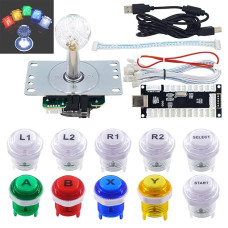 SJ@JX Arcade Game LED DIY Kit Mechaninis klaviatūros jungiklis Arcade LED mygtukas LED Joystick valdiklis Zero Delay USB Encoder PC MAME Retropie Jamma