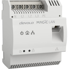 devolo Magic 2 LAN DINrail Powerline DIN Rail adapteris, iki 2400 Mbit/s, internetas iš paskirstymo dėžutės, profesionalus namų tinklas, pilkas