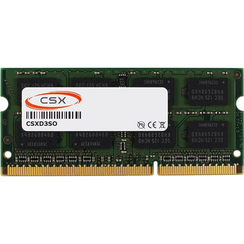 CSX CSXD3SO1600L2R8-8GB 8GB DDR3-1600MHz PC3L-12800 2Rx8 512Mx8 16Chip 204pin CL11 1.35V LV SODIMM atminties modulis