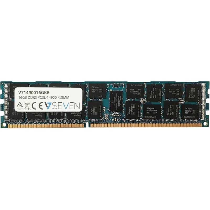 V7 V71490016GBR Serverio DDR3 darbinis atminties kaupiklis 16GB (1866MHZ, CL13, PC3-14900, 240 kontaktų, 1,5 V, registruotas ECC)