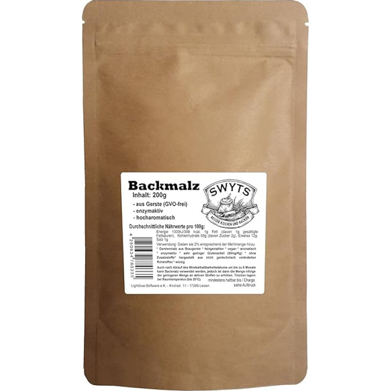 Kepimo salyklas 200 g - iš miežių, fermentų aktyvus - ne mažiau kaip 7 mėnesių MHD