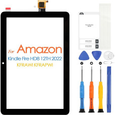 Jutiklinis ekranas für Amazon Kindle Fire HD8 2022 12a Gen Bildschirm Ersatz für Kindle Fire HD 8 Plus 12a Generazione 2022 Touch Digitizer Sensor Glas Kits (Juodas jutiklis)