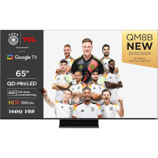 TCL 65QM8B 65 inch (164 cm) Mini LED TV, QLED, 144 Hz, 4K HDR Premium 1300 nits, Google TV, Dolby Atmos, Onkyo, Game Master Pro 2.0