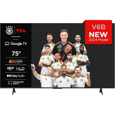 TCL 75V6B 75 Inch 4K Ultra HD, HDR TV, Smart TV Supported by Google TV (Dolby Audio, Motion Clarity, Voice Control, Compatible with Google Assistant, Chromecast Built-In