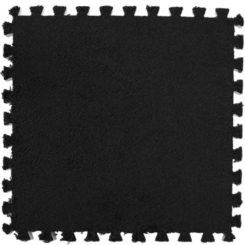 12 Stück Schaumstoff-Bodenmatte, Wohnzimmer, quadratisch, spleißbar, for den Haushalt, Krabbelteppich for Wohnzimmer, Schlafzimmer, Dekoration(Black)