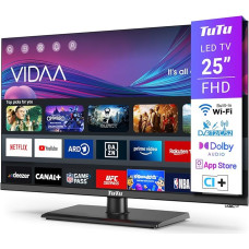 TuTu TV 25 Inch (64 cm), Full HD Smart TV with WiFi, Triple Tuner (DVB-T/T2, DVB-C, DVB-S/S2), App Store, Midfoot [TUV25FQ1BC, 2024]