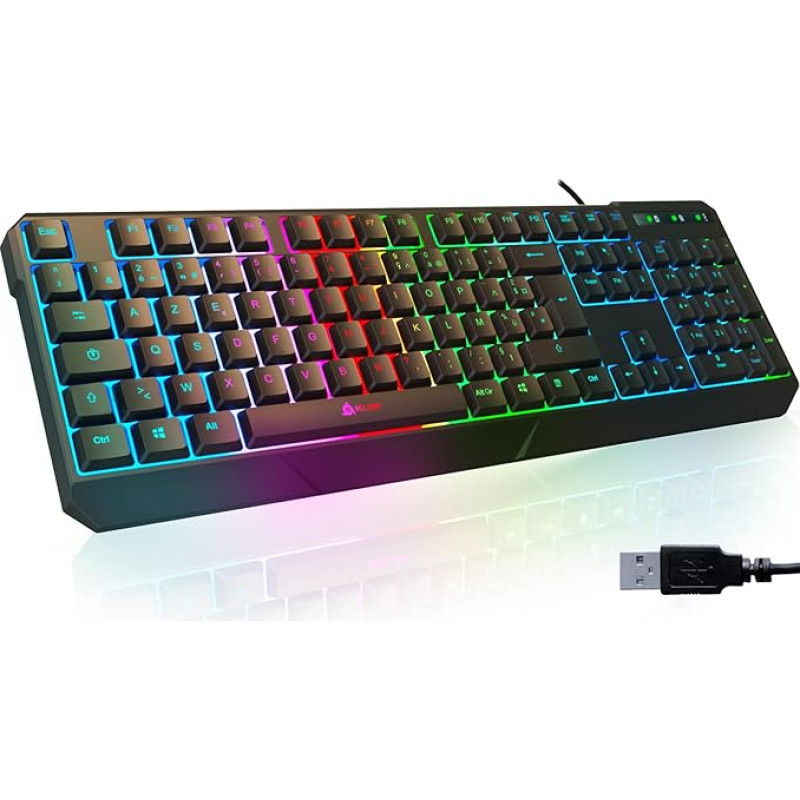 ⭐️KLIM Chroma žaidimų klaviatūra AZERTY FRANCE Laidinė USB klaviatūra - aukštos kokybės - chromatinis apšvietimas Žaidimų juoda RGB PC PS4 Windows Mac [ Nauja versija ]