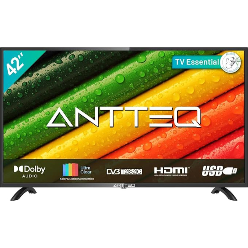 Antteq AB42D1 TV 42 Inch (TV 107 cm), Dolby Audio, LED, Triple Tuner DVB-C / T2 / S2, CI+, HDMI, Media Player via USB, Digital Audio Output, incl. Hotel Mode