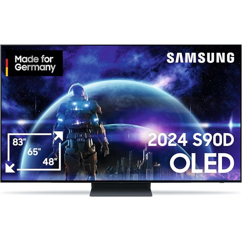 Samsung OLED 4K S90D TV 48 Inches, TV with Neural Quantum 4K AI Gen2 Processor, OLED HDR+, 4K AI Upscaling, Smart TV, AI TV, GQ48S90DAEXZG, German Model