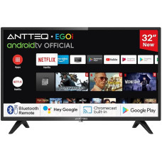 Antteq AG32H3 TV 32 Inch (TV 80 cm) Smart TV, LED HD Ready, Voice Assistance, Bluetooth Triple Tuner (DVB-C/S2/-T2), Play Store (DAZN/Netflix/Prime Video), WiFi