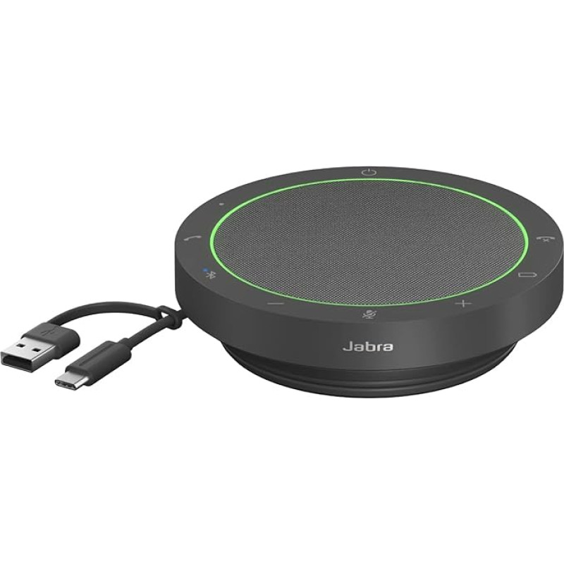 Jabra Speak2 55 Bluetooth Handsfree Calling 4 Noise Cancelling Microphones, 50mm Broadband Speaker, Broadband Audio, Compact, Portable - Zoom and Google Meet Certified, Dark Grey