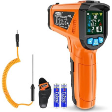 Infraraudonųjų spindulių termometras MESTEK Lazerinis termometras Temperatūros matuoklis su K zondu -50°C ~ 800°C Infraraudonųjų spindulių temperatūros matuoklis Nekontaktinis su spalvotu LCD ekranu Skaitmeninio signalo funkcija Reguliuojamas spinduliavim
