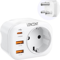 LENCENT Travel Adaptor Power Adapter SA Adapter South Africa Germany Plug, with 2 USB QC3.0 + 1 Type-C PD Ports, Type M Travel Plug Power Adapter for South Africa, Namibia, Botswana