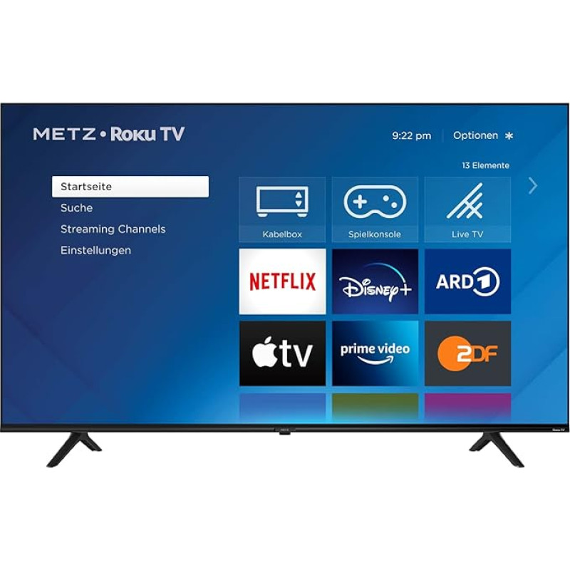 METZ Blue Roku TV, 4K UHD Smart TV, 55 inch, 139 cm, TV with Triple Tuner, Wi-Fi, LAN, HDMI, USB, HDTV