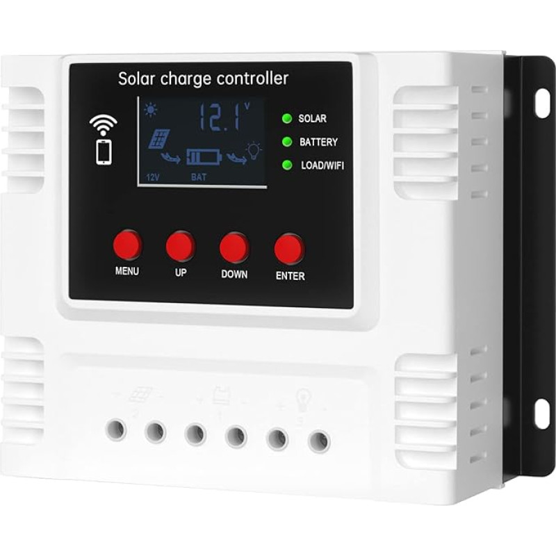 Areyourshop Solar Charge Controller, 60 A PWM Charge Controller Solar 12 V 12 V / 24 V / 48 V PV Controller with WiFi Monitor Function PWM LCD Controller for Lifepo4 Lead Acid Gel Battery