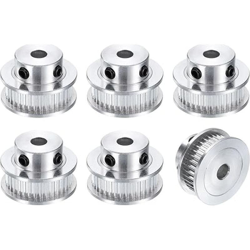 sourcing map GT-2 36T Belt Pulley Synchronous Wheel 5mm Bore Aluminum Timing Belt 36T Fits Width 6mm Timing Belt for 3D Printer CNC Machines 6 Pack
