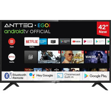 Antteq AG42F3 Smart TV 42 Inch (TV 106 cm) Android TV LED, Dolby Audio, Google Assistance, Bluetooth Triple Tuner (DVB-C/S2/-T2), Google Play Store (DAZN/Disney+/Netflix/Prime Video), WiFi