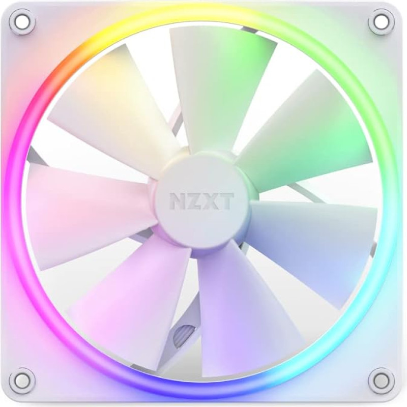 NZXT F140 RGB ventiliatoriai - RF-R14SF-W1 - Pažangus RGB apšvietimo reguliavimas - Visiškai tylus aušinimas - Viengubas (RGB ventiliatorius ir valdiklis reikalingi ir į komplektą neįeina) - 140 mm ventiliatorius - Baltas