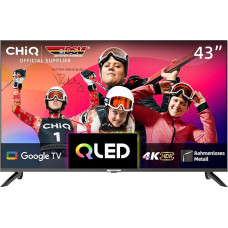 CHIQ U43QM8G 43 Inch Smart TV Device, QLED UHD with HDR, Frameless Metal Design, Google TV, Dolby Audio, Triple Tuner, 2.4G/5G WiFi, Google Assistant, HDMI 2.1, USB2.0, Model 2023 Black