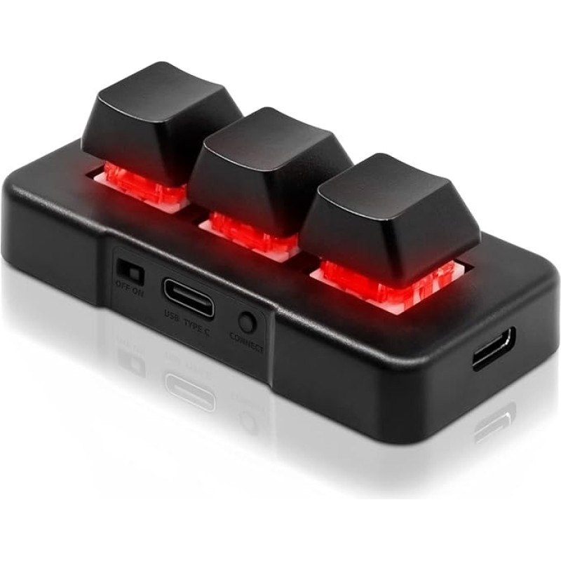 PCsensor USB mini klaviatūra 3 mygtukai Mini klaviatūra Belaidė USB 2 in 1 mechaninė žaidimų klaviatūra Karštoji klaviatūra su RGB LED pritaikyta programa žaidimams OSU biuro darbui