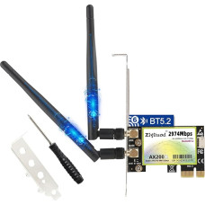 PCIE WiFi 6 kortelė AX200, skirta žaidimams Bluetooth 5.2 AX3000 Dviejų dažnių 5G/2.4GHz MU-MIMO itin mažo vėlavimo PCI-E belaidžio tinklo plokštės staliniams kompiuteriams Palaiko Linux Windows 11/10 64 bitų