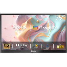 SYLVOX 75 Inch Outdoor TV, 4K Ultra HD Google Smart TV, 1000 nits Outdoor TV Google Voice, Screen Mirroring, IP55 Waterproof, HBBTV, 60 Hz. Wi-Fi. DVB/S2/T2 Partial Sun (Deck Pro 2.0)