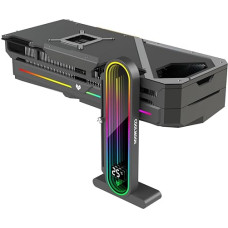 Reguliuojamo aukščio RGB GPU palaikymas su integruotu temperatūros ekranu, 3 kontaktų 5V kompiuterio vaizdo plokštės stovu, laikikliu nuo įskilimo ir magnetiniu pagrindu