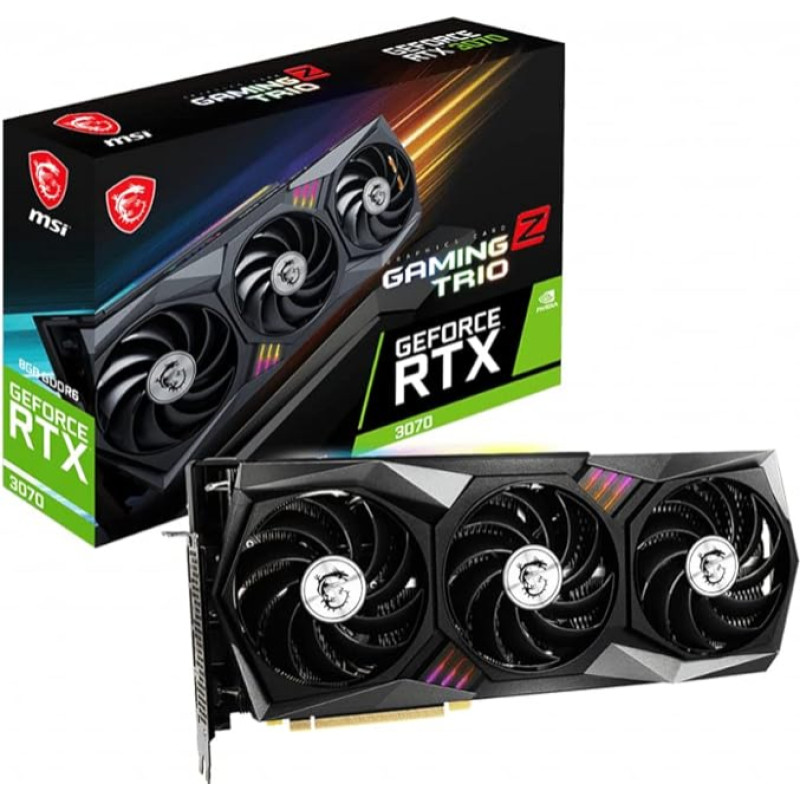 MSI GeForce RTX 3070 GAMING Z TRIO 8G LHR vaizdo plokštė - NVIDIA RTX 3070 LHR, GPU 1845MHz, 8GB GDDR6 atminties