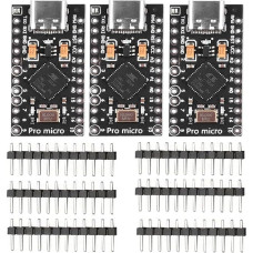 DUBEUYEW Pro Micro 32U4 5V 16MHz C tipo kūrimo modulio plokštė su 2 eilučių kaiščių antraštėmis, suderinama su Leonardo (3 vnt.)