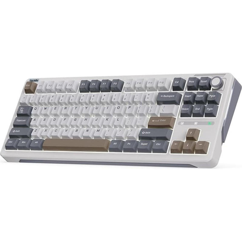 iLovBee B87 Gaming Keyboard Wireless 75%, Gasket Mechanical Keyboard RGB, QMK/VIA Bluetooth/2.4G/USB-C with Button PBT Keycaps US Layout TKL, Hot Swap Linear Aster Switch, Taupe