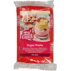 FunCakes Fire Red Rolling Fondant - Easy to Use, Smooth, Flexible, Soft and Bendy, Perfect for Decorating Cakes, Halal, Kosher and Gluten Free, 250g