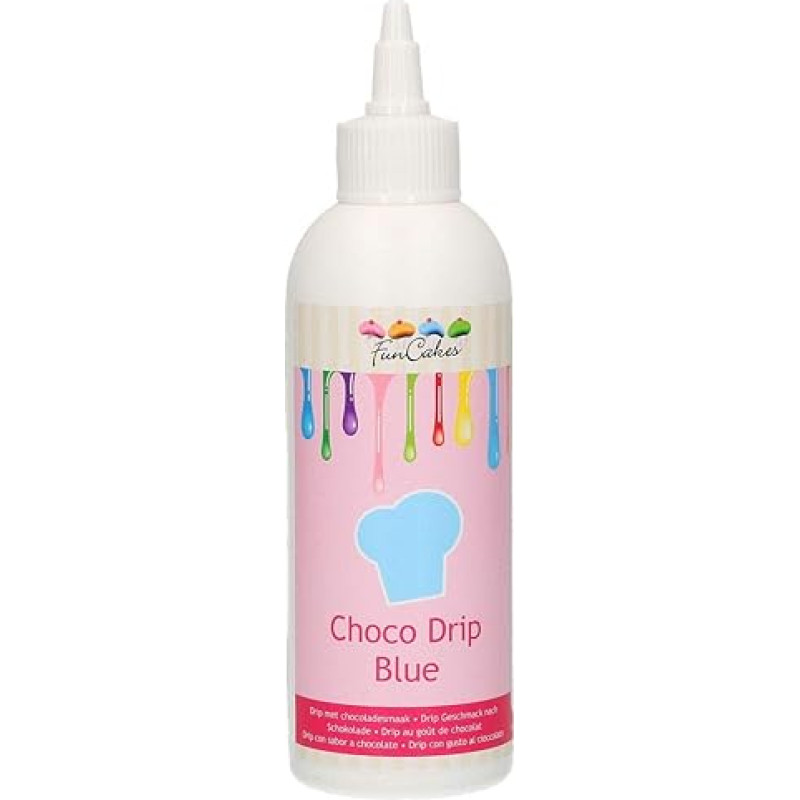 FunCakes Choco Drip Blue: Delicious Flavour, Easy to Use, Perfect for Drip Cakes, Beautiful Blue Colour, Resealable Pack, 180g