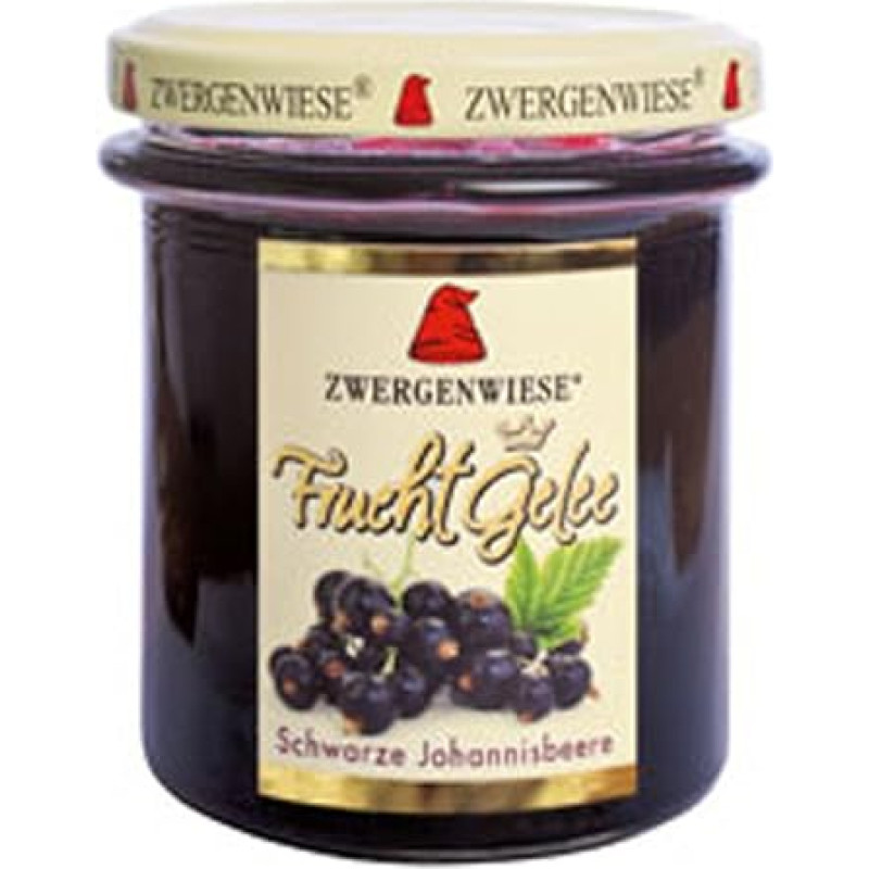 Set of 3 Organic Fruit Jelly Black Currant, 195 g Zwergenwiese