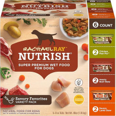 RACHAEL RAY NUTRISH Natūralus drėgnas įvairių rūšių ėdalas šunims (6 pakuotės), 8 oz