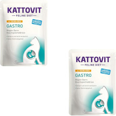 Kattovit Gastro Chicken & Rice | Dviguba pakuotė | 2 x 24 x 85 g | Visavertis dietinis pašaras suaugusioms katėms | Kompensuoja virškinimo problemas | Mažai riebalų ir lengvai virškinamas