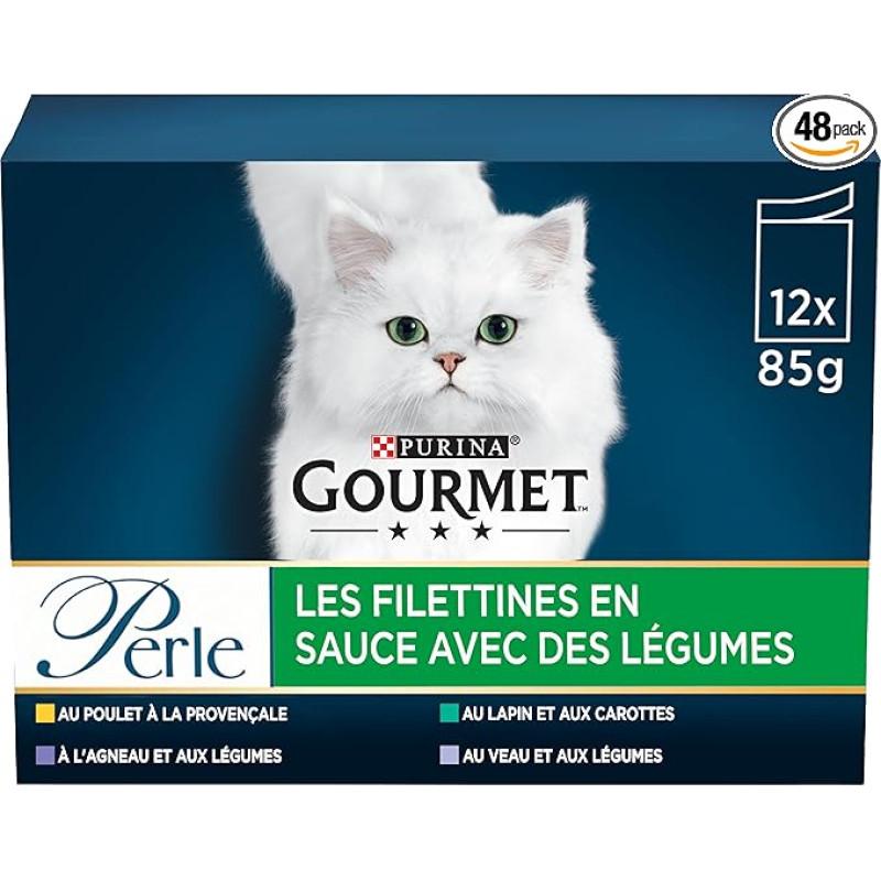 GOURMET Perle Les Filettines avec des légumes - Krepšeliai su legais - Pour chat adulte - 12 x 85 g