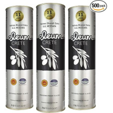 Oleum Crete P.D.O. Messara/Crete 3 x 1000ml Švelnių vaisių alyvuogių aliejus iš Kretos. Gamintojas, pelnęs daugiau kaip 92 tarptautinius apdovanojimus